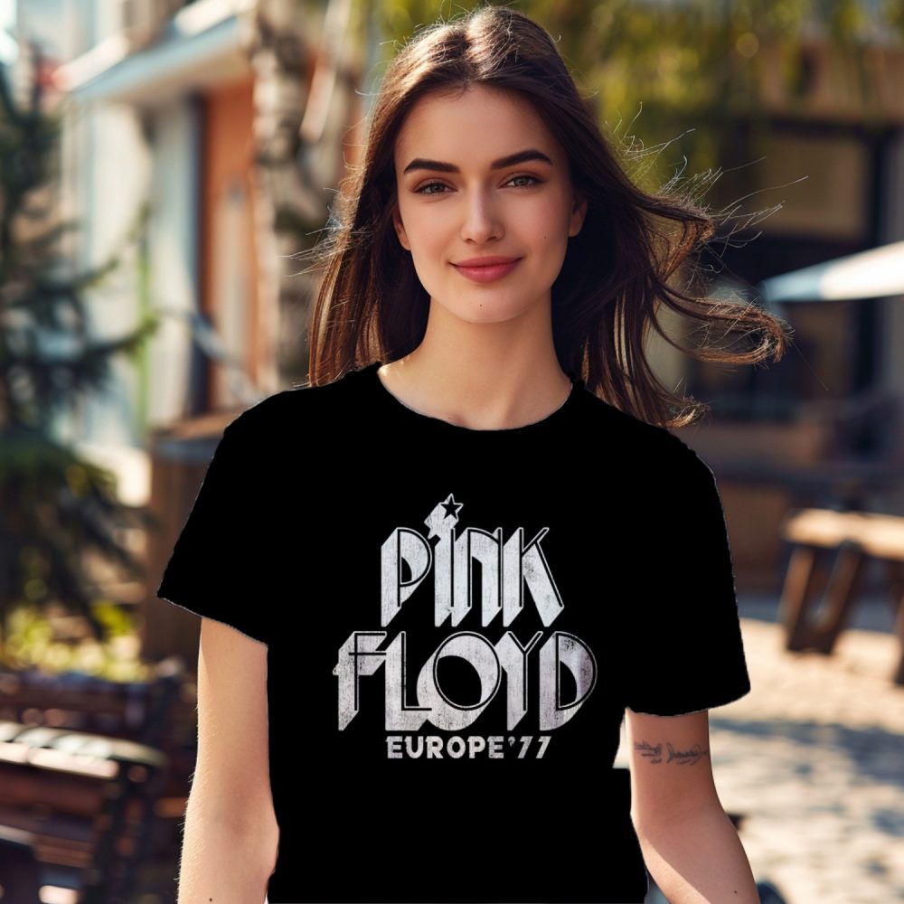 T-shirt Femme Pink Floyd avec un design de Pink Floyd Europe 77 blanc