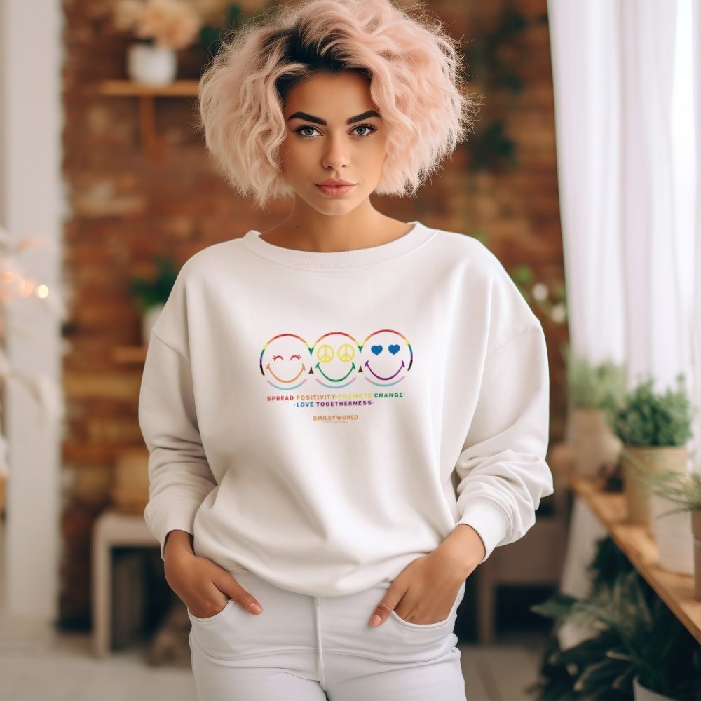 Sweat oversize coton bio Femme Smiley World avec un design de Smiley World Spread Positivity