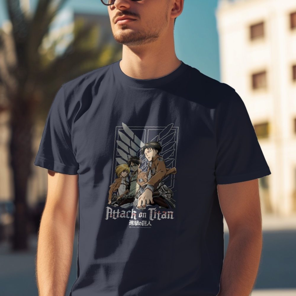 T-shirt Homme Attack On Titan avec un design de Attack On Titan Group blanc