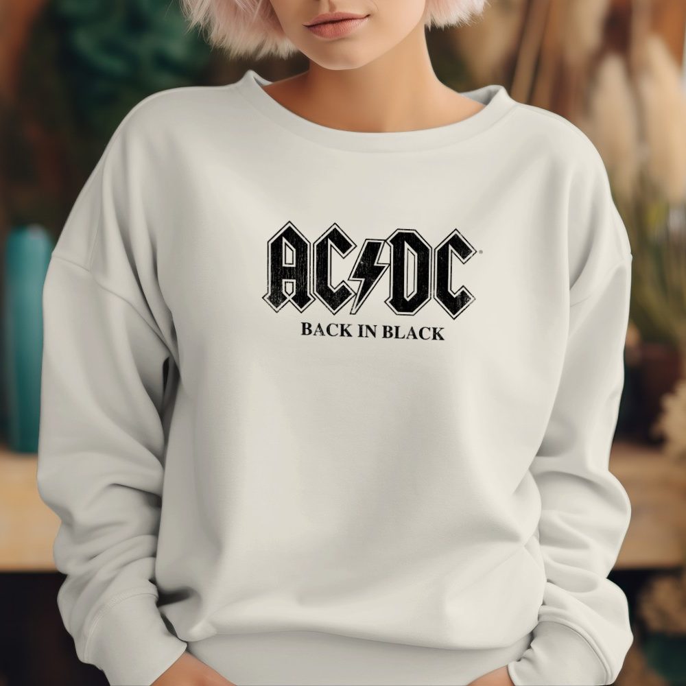 Sweat oversize coton bio Femme ACDC avec un design de ACDC Black in Back