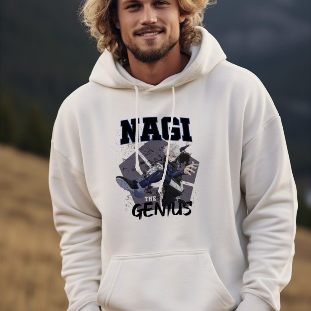 Sweat-shirt à capuche Homme Bluelock avec un design de Bluelock Nagi The Genuis noir