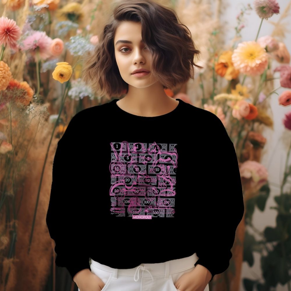 Sweat oversize coton bio Femme Monopoly avec un design de Monopoly Pions violet