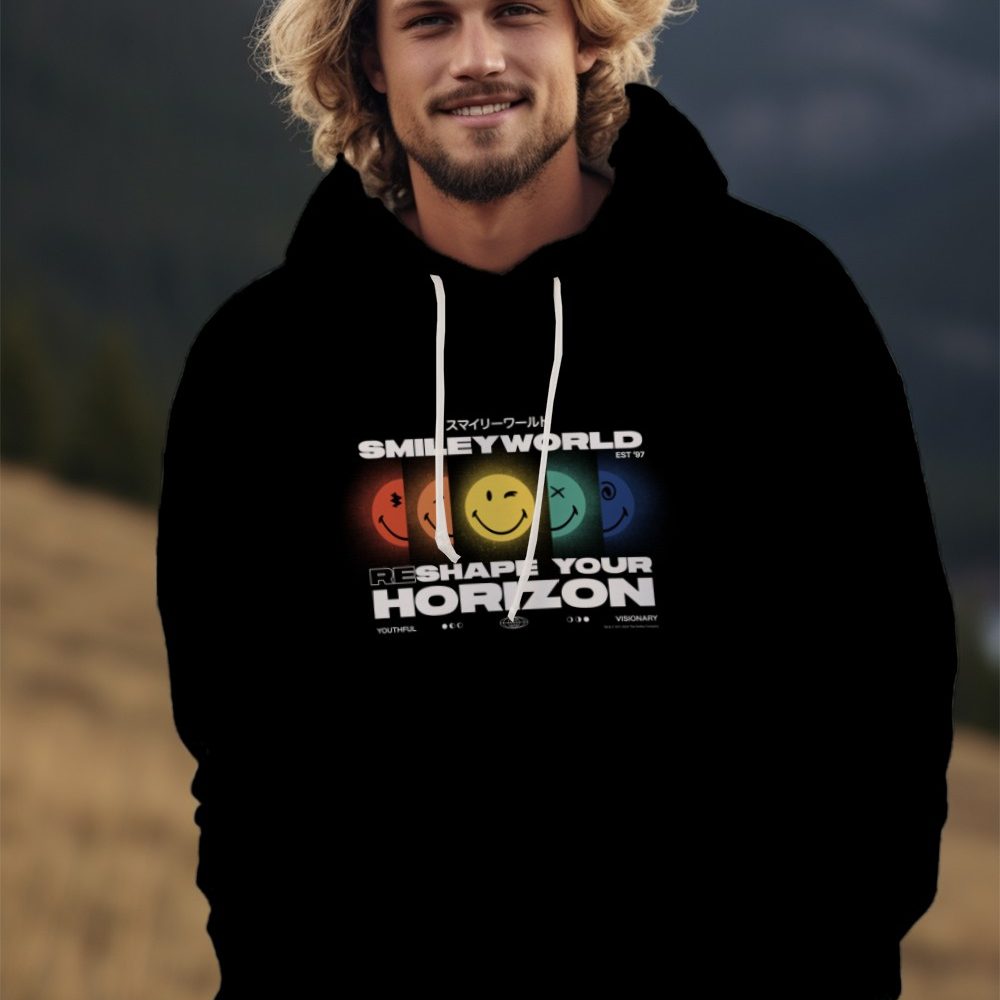 Sweat-shirt à capuche homme Smiley World avec un design de Smiley World Reshape Your Horizon blanc