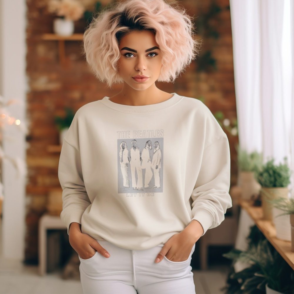 Sweat oversize coton bio Femme The Beatles avec un design de The Beatles Let It Be blanc