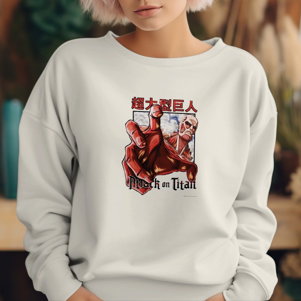 Sweat oversize coton bio Femme Attack On Titan avec un design de Attack On Titan Hand noir