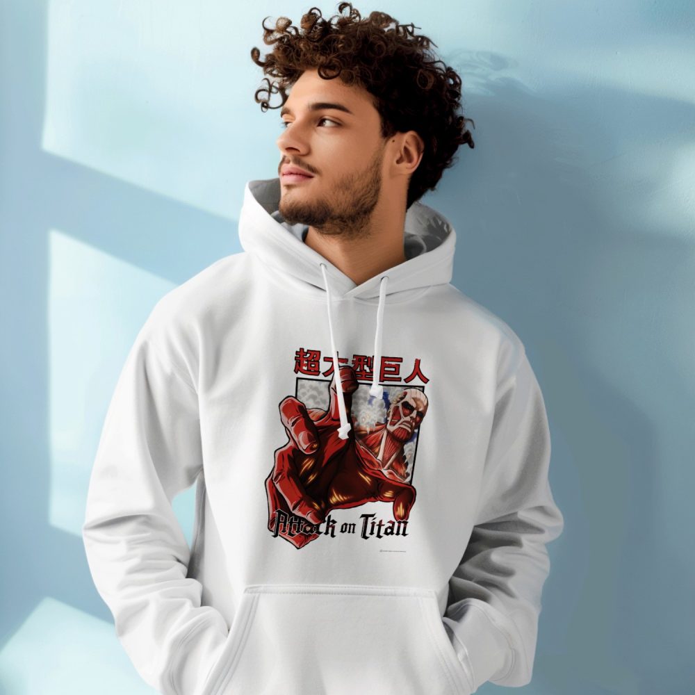 Sweat-shirt à capuche Homme Attack On Titan avec un design de Attack On Titan Hand noir