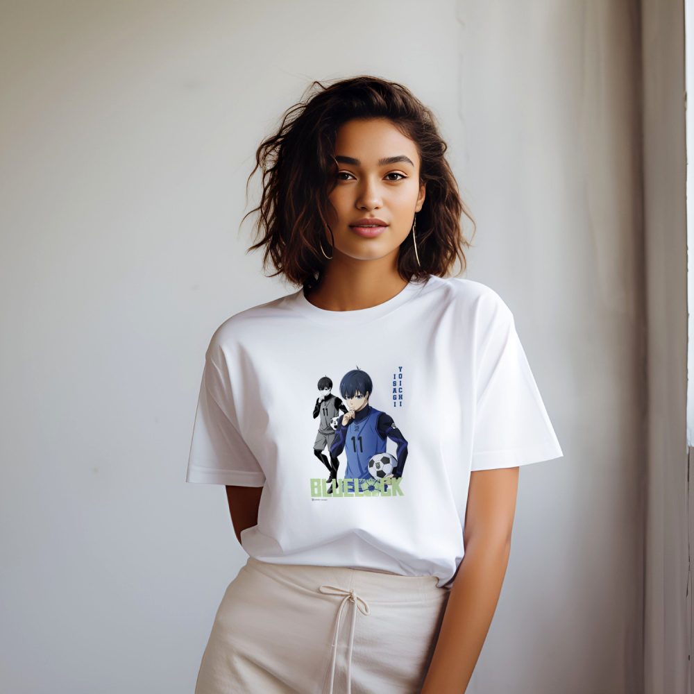 T-shirt oversize coton bio Femme Bluelock avec un design de Bluelock Isagi Yoichi 11 vert