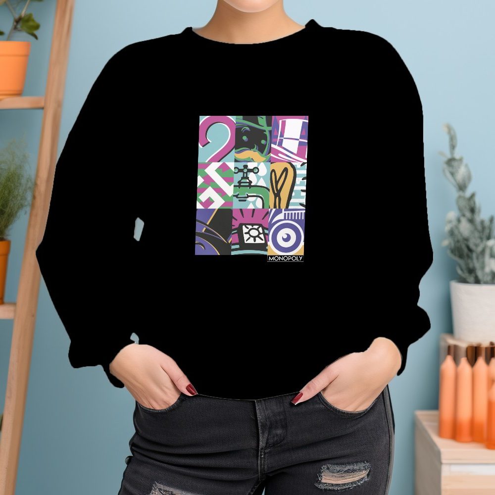 Sweat oversize coton bio Femme Monopoly avec un design de Monopoly Symbols blanc